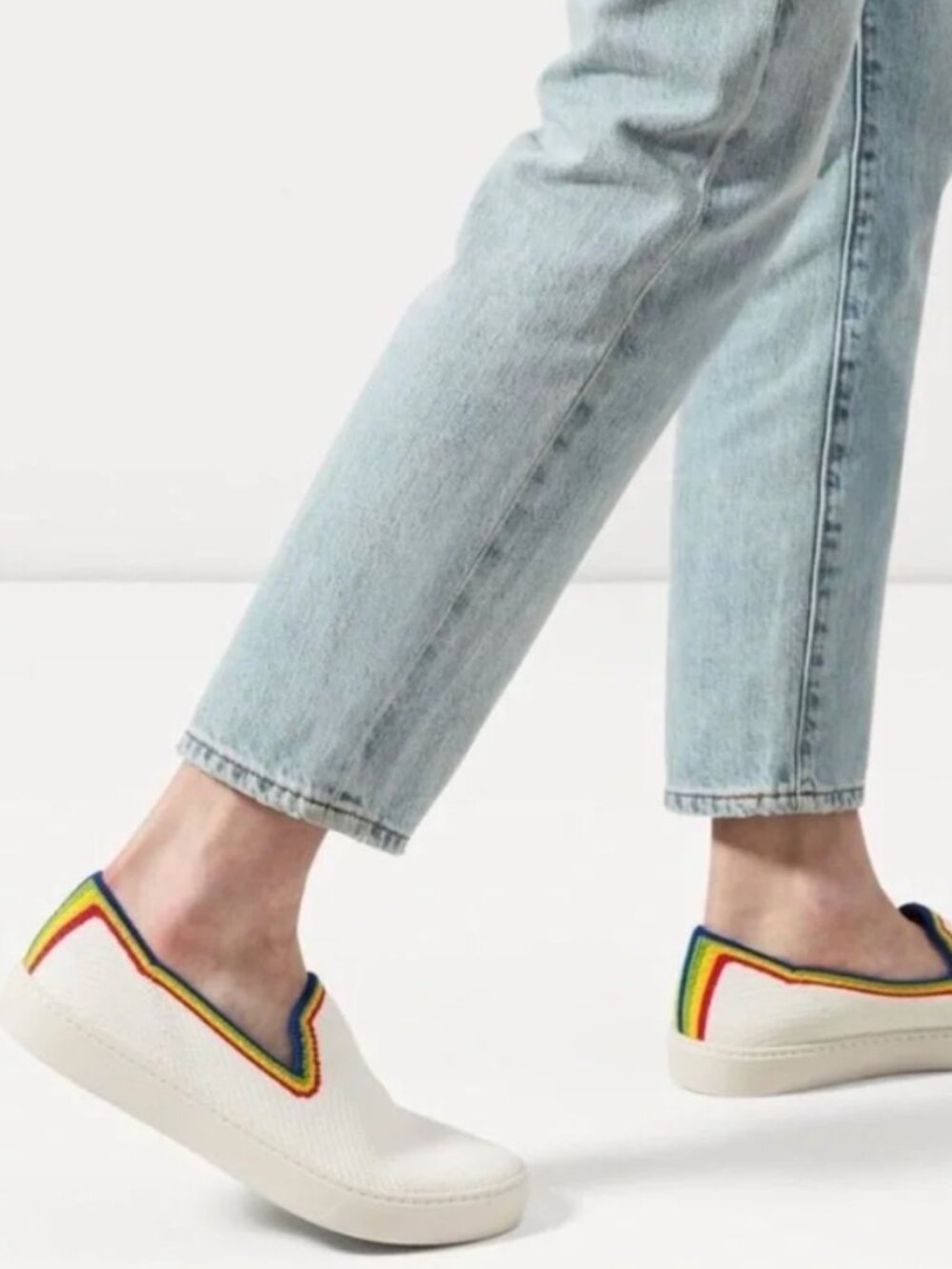 Rothy's The Sneaker White Rainbow Slip-On Size 7.5